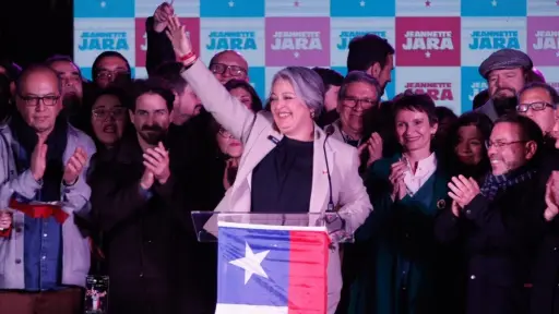 Jeannette Jara en su discurso tras el triunfo, Agencia Uno