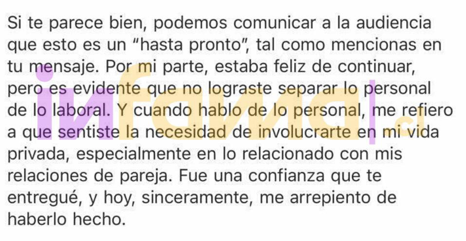 Mensaje de Daniel Fuenzalida - Infama