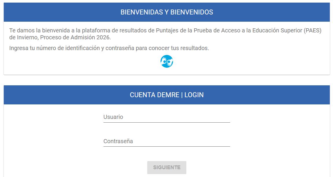 PAES Invierno resultados  -   