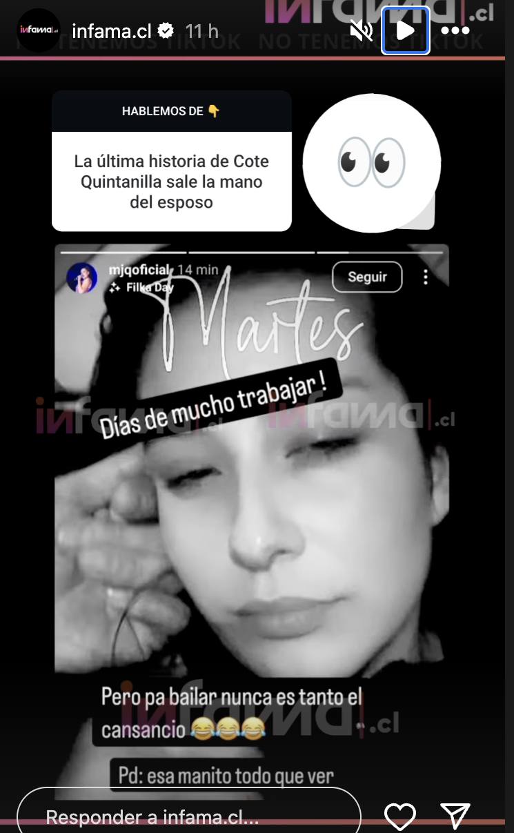 María José Quintanilla subió esta historia con su esposo - Instagram