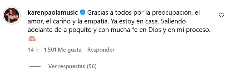 Comentario de Karen Paola - Captura de pantalla