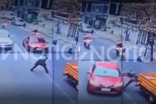 El vehículo no se detuvo pese a la advertencia policial ,Captura