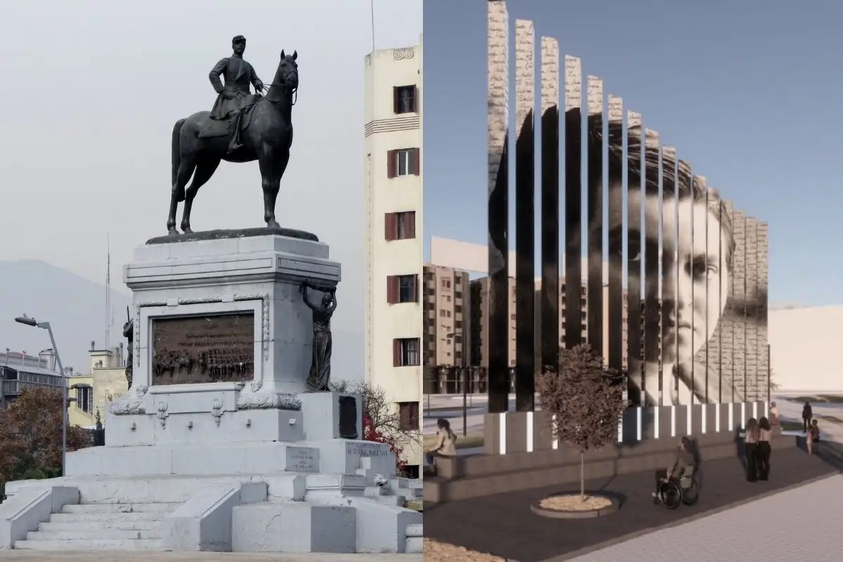 La nueva Plaza Italia con Baquedano y Mistral, Cedida