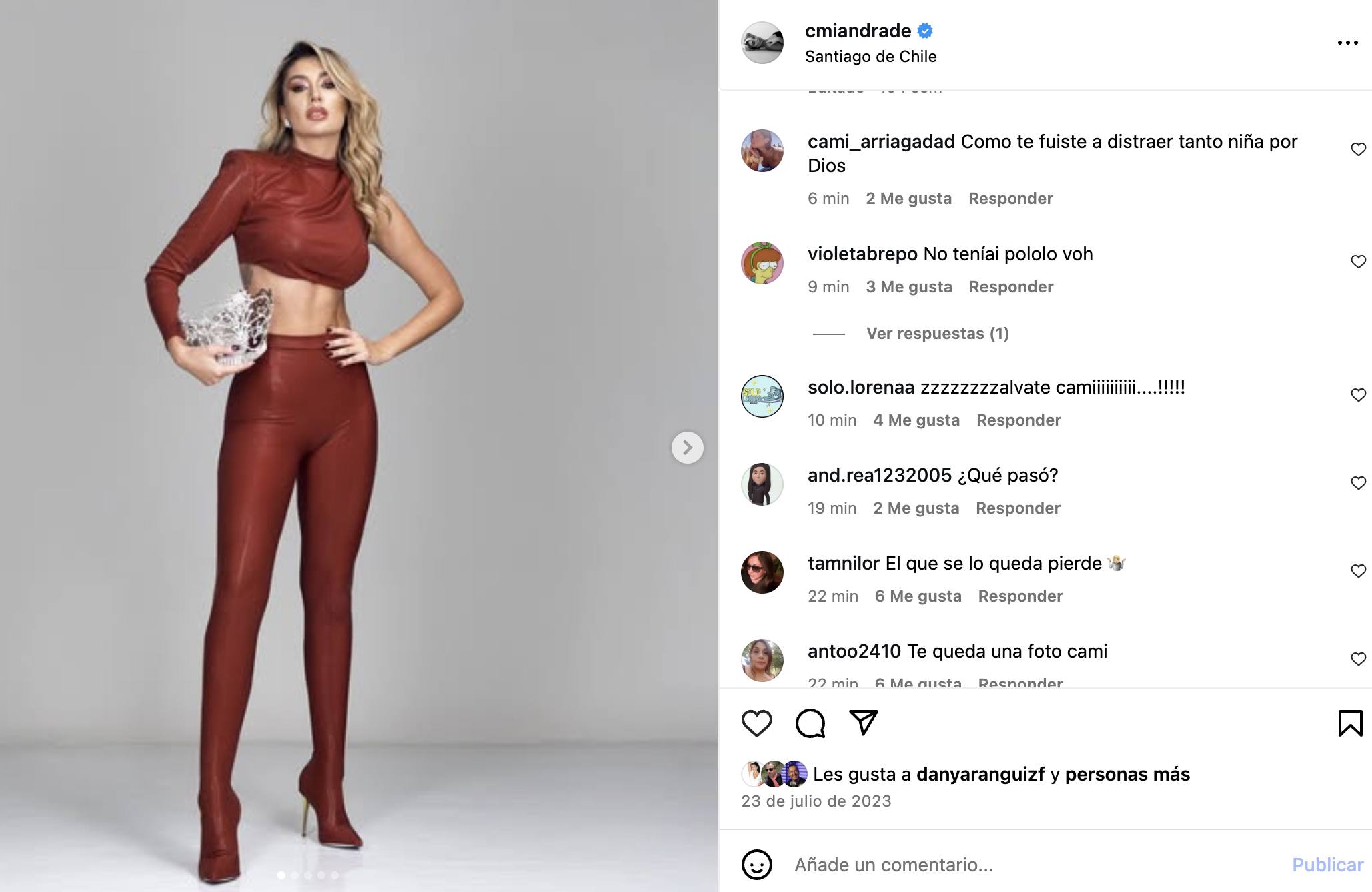 Seguidores taparon de mensajes a Camila Andrade - Instagram