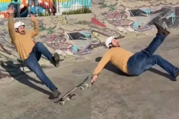 Max Luksic se cayó andando en skate ,Captura de redes sociales 