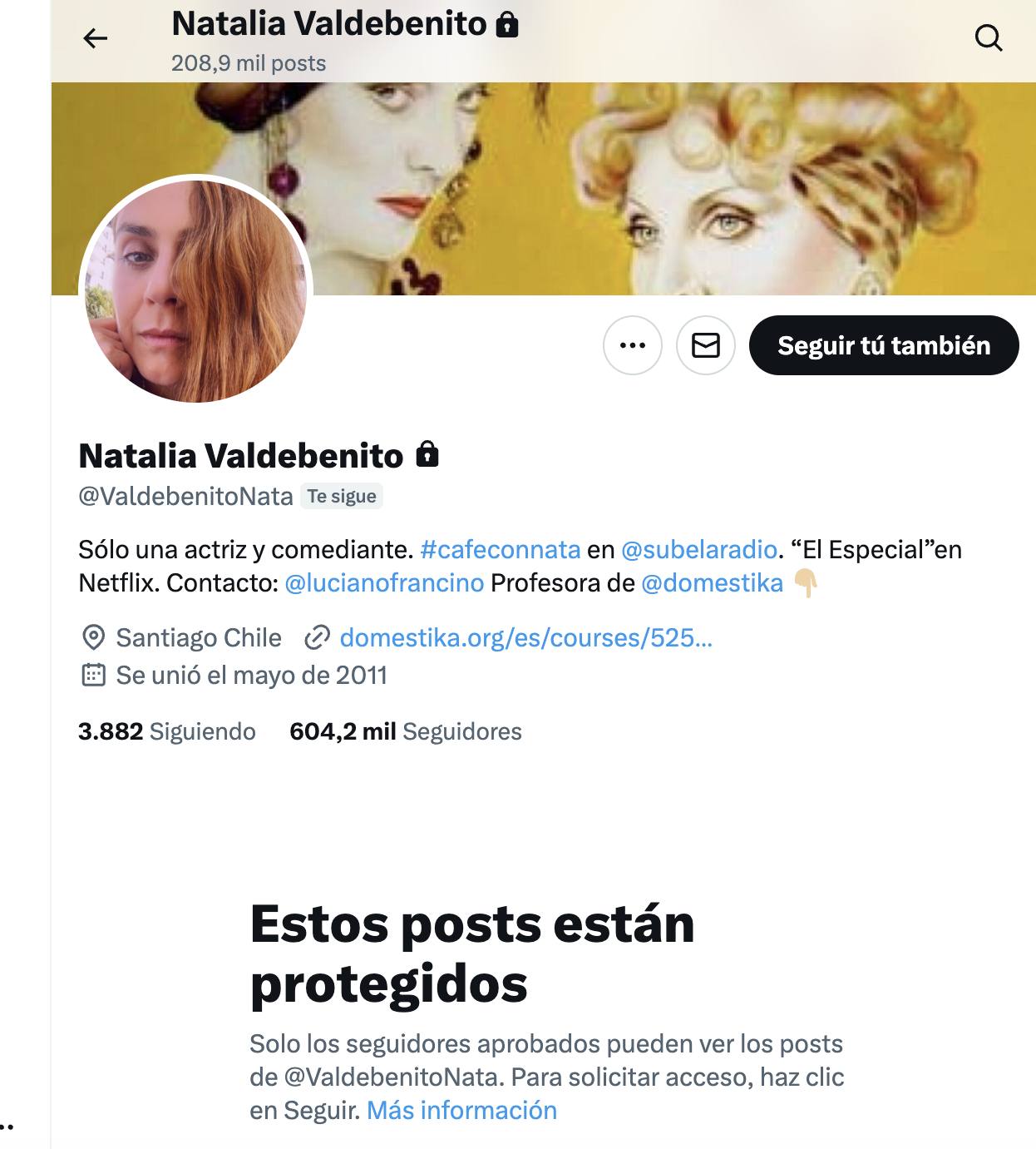 Natalia Valdebenito dejó cerrada su cuenta en X - captura