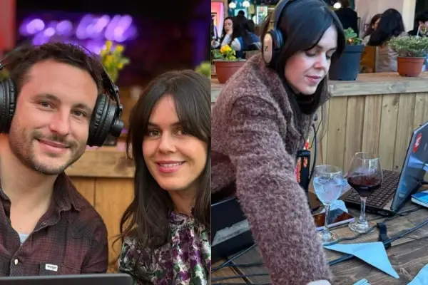 Francesco Gazzella y Carola Varleta en bar La Virgen ,Instagram