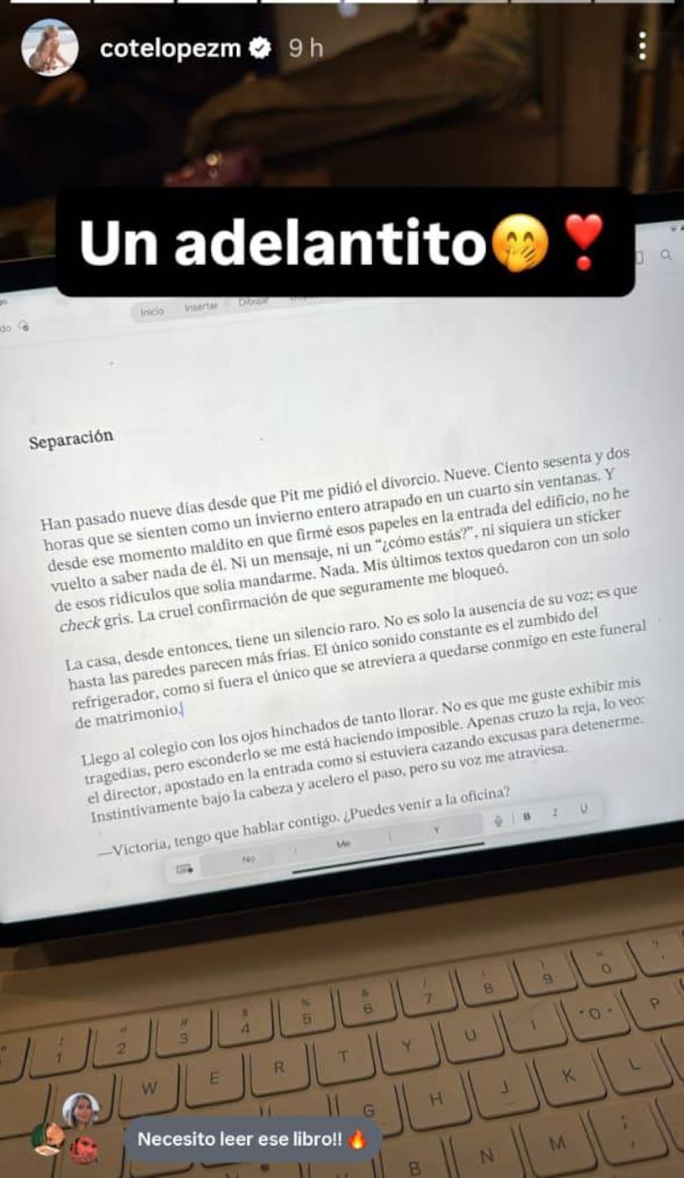 Coté López Instagram Stories  - captura