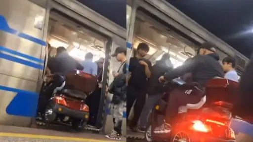 Sujeto ingresó en moto a vagón del Metro, Captura 