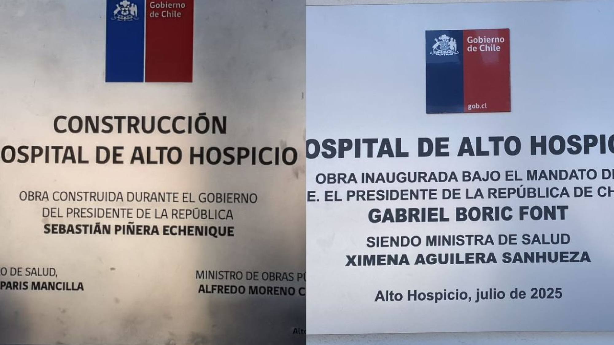 ¿Qué Gobierno construyó el Hospital de Alto Hospicio?: Existen placas de los Presidentes Piñera y Boric