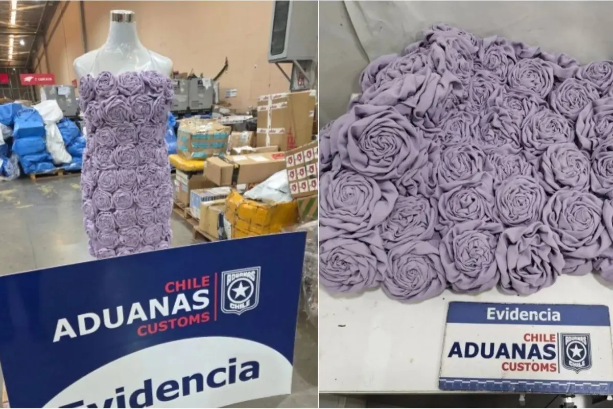 Vestido Cocaína, aduanas