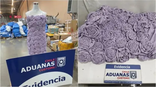 Vestido Cocaína, aduanas