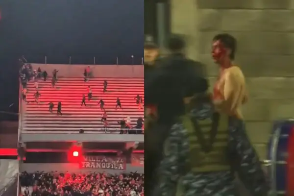 Hincha de la U se lanzó desde la segunda bandeja ,red X