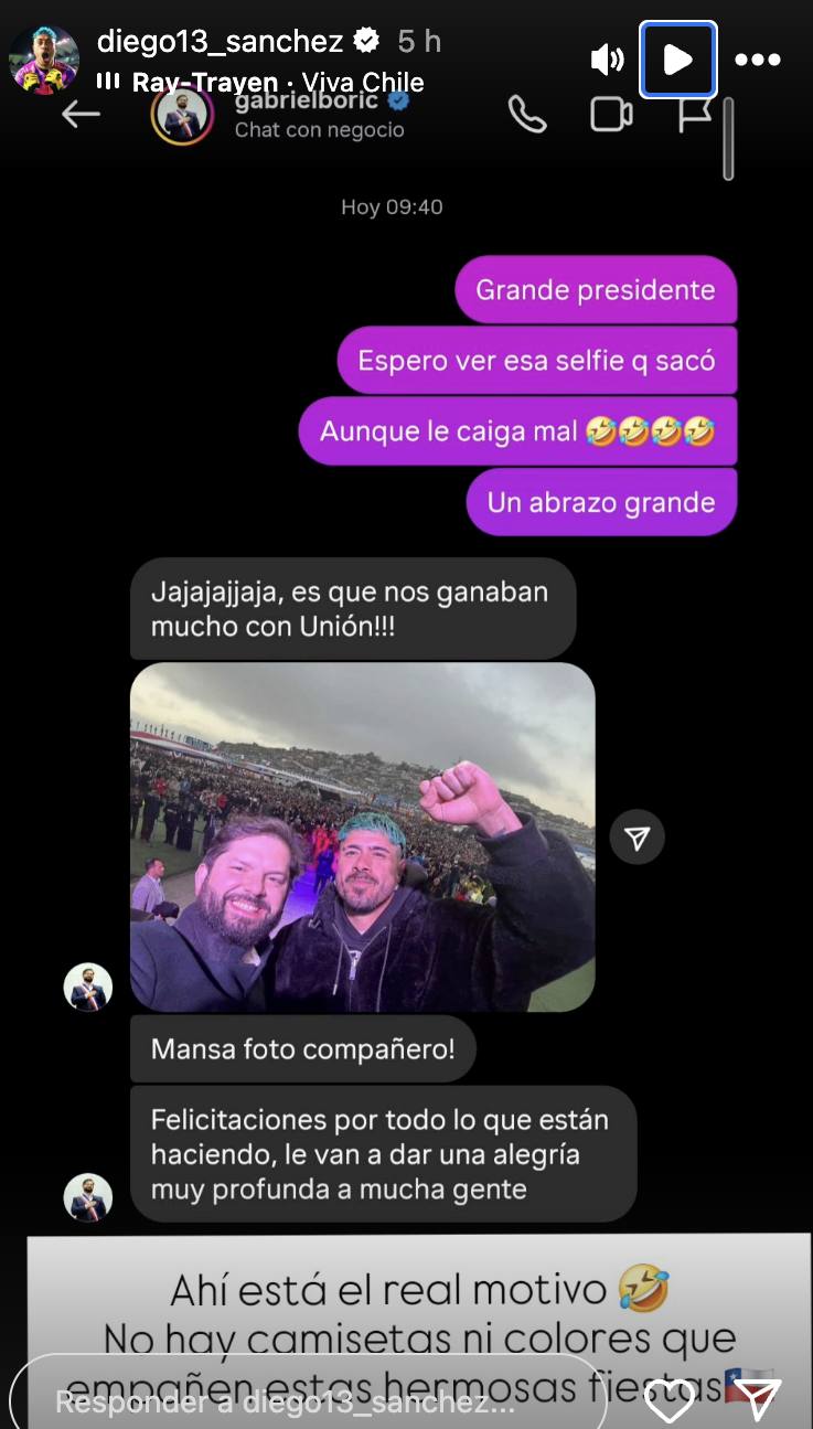 Mono Sánchez mostró chat con Boric - Instagram