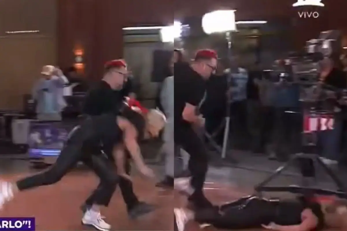 Alexandra Vidal sufrió dura caída en TV, Captura