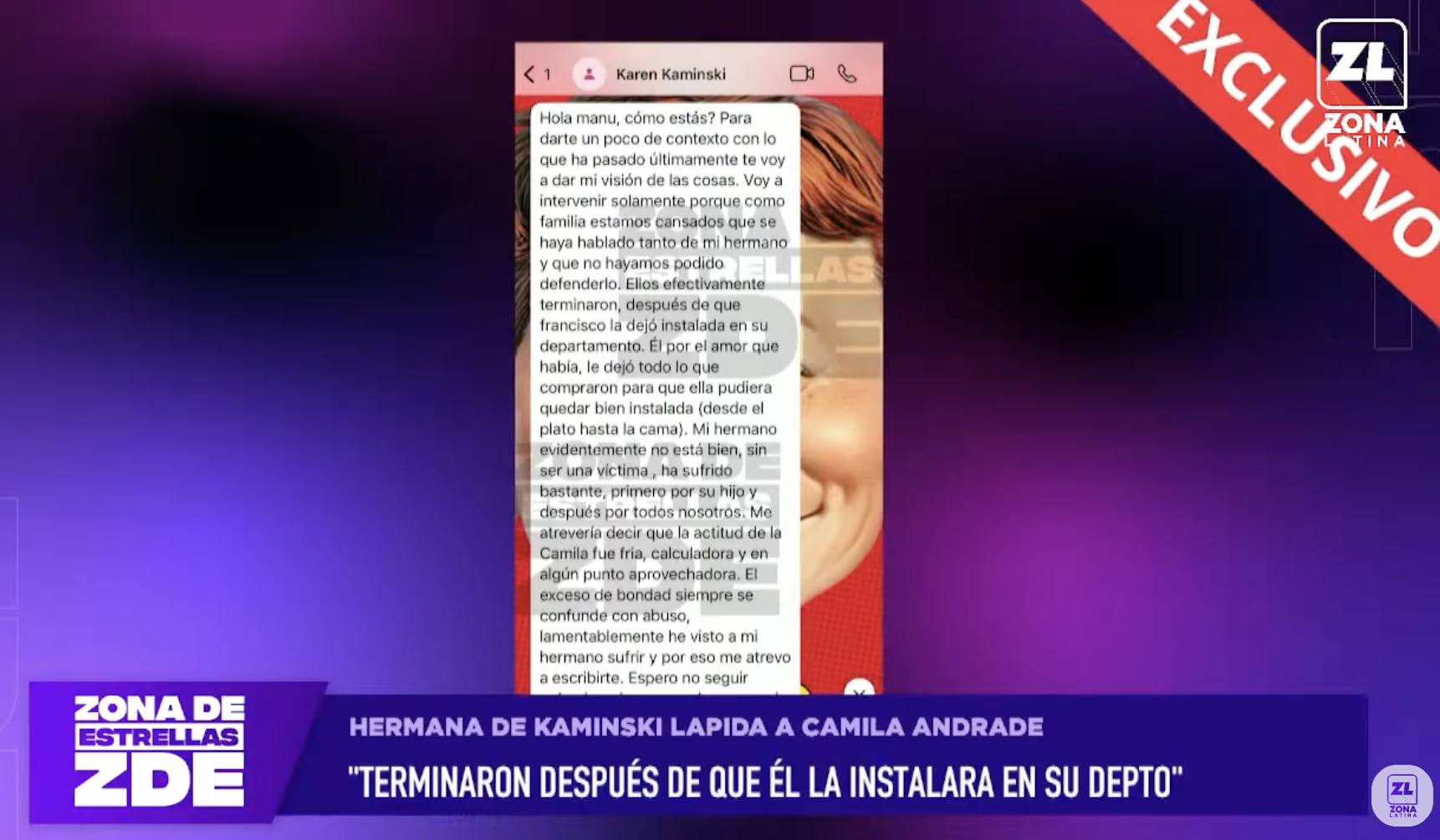 Hermana de Kaminski disparó contra Camila Andrade - Instagram
