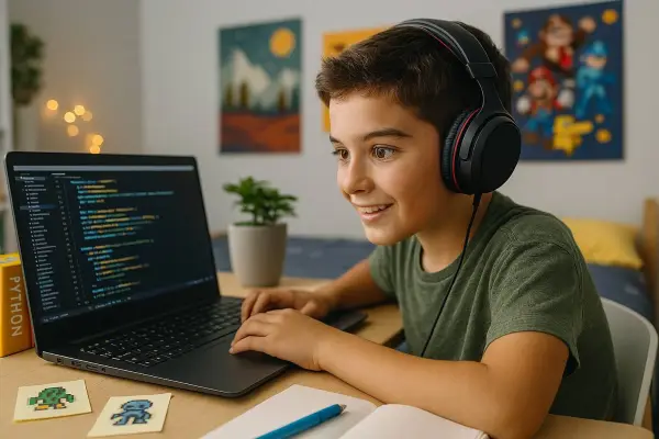 Niño programando ,Copilot