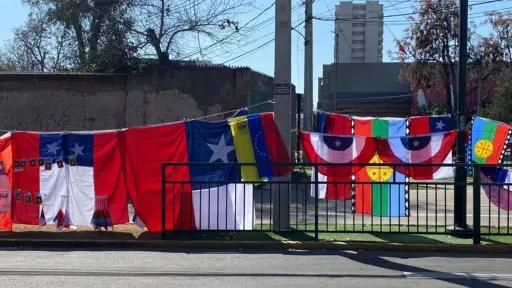 Bandera de Venezuela entre la chilena y la mapuche, red X