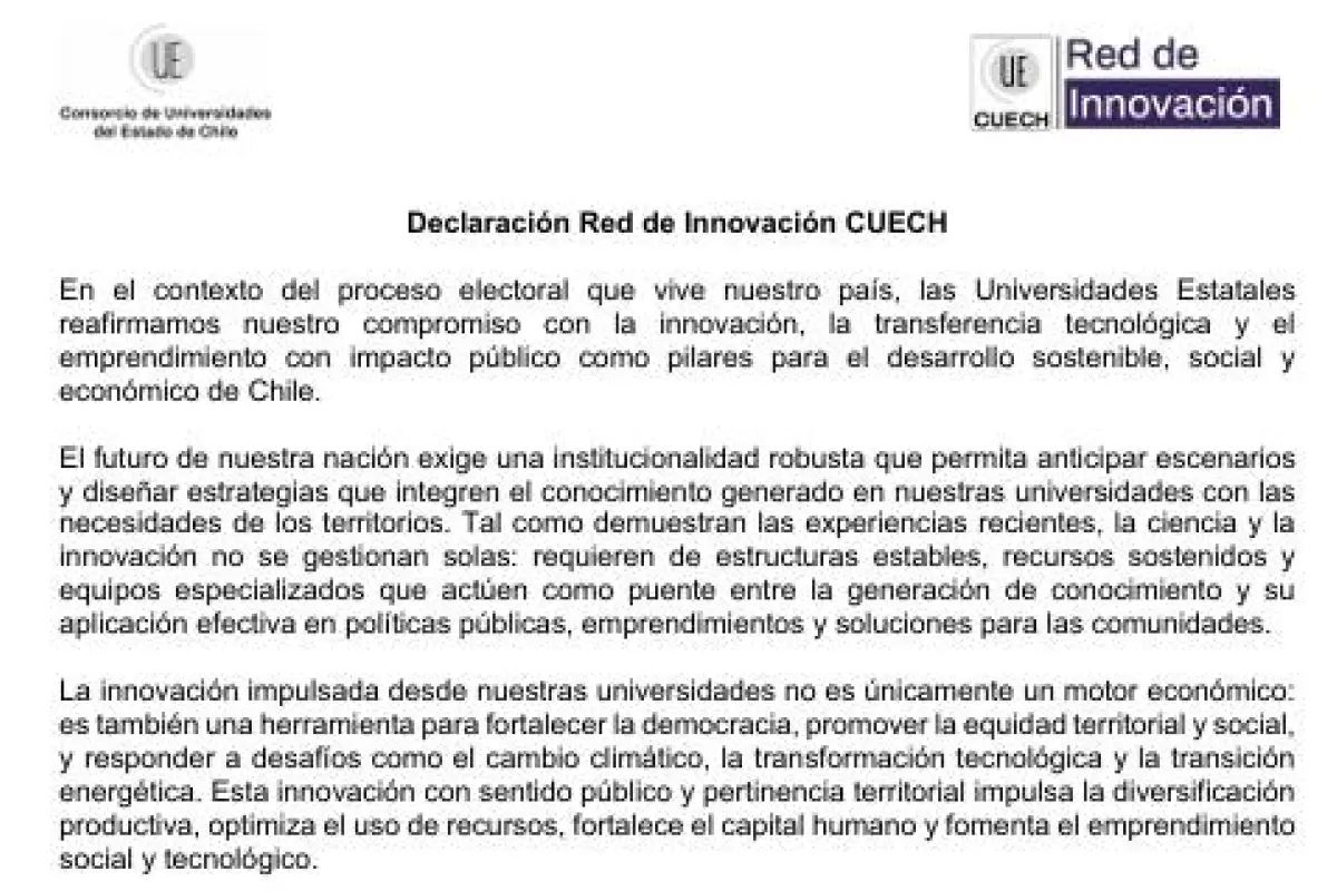 Declaración CUECH, Captura de pantalla