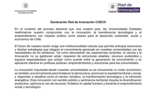 Declaración CUECH, Captura de pantalla