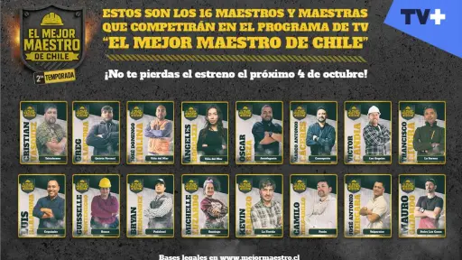 De norte a sur: conoce a los 16 participantes que competirán en El Mejor Maestro de Chile, Cedida