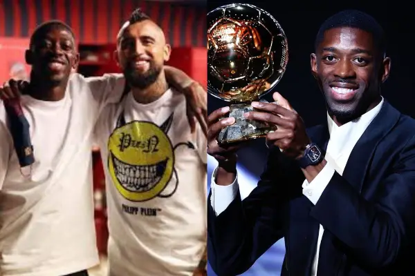 Arturo Vidal y Ousmane Dembelé en el Barcelona ,red X