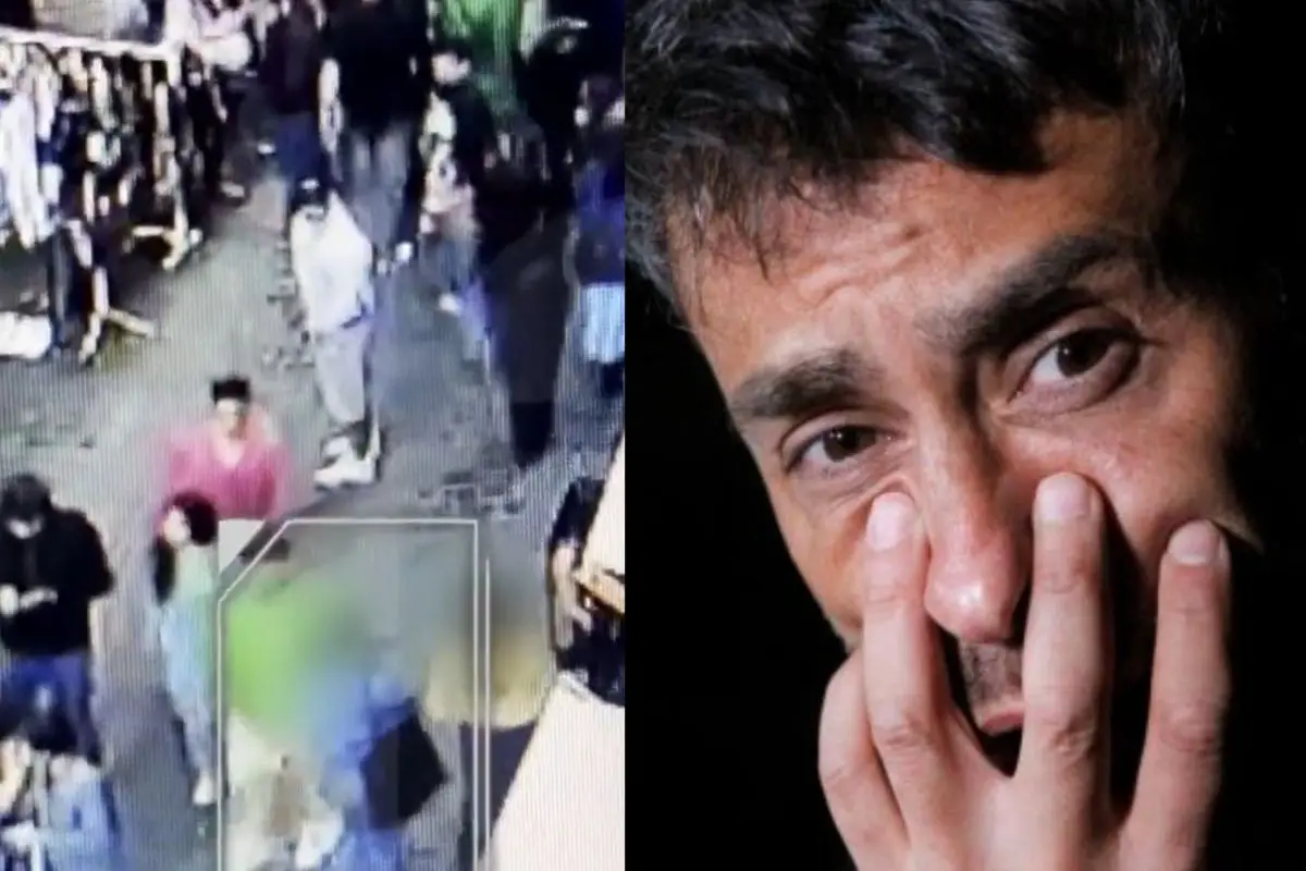 Jorge Valdivia, vestido de blanco, frente a su denunciante, Captura