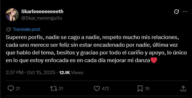 Skarleth Labra responde a rumores de infidelidad  - X 