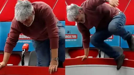 Guarello saltó sobre el mesón de comentarista, Captura