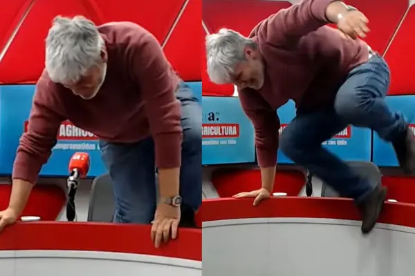 Guarello saltó sobre el mesón de comentarista ,Captura