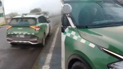 Sorprenden a funcionarios de Carabineros durmiendo en plena carretera, Captura | X