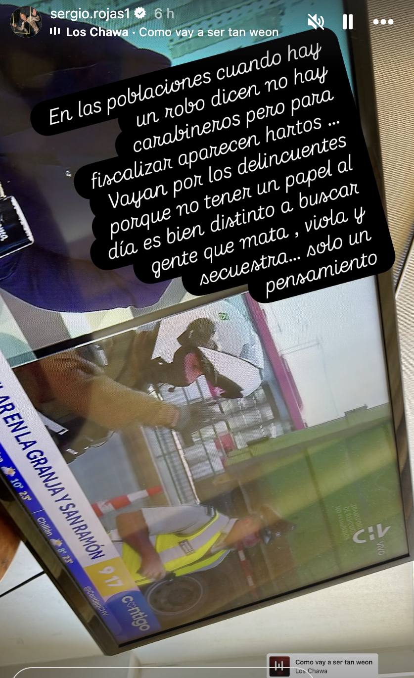 Sergio Rojas criticó a Carabineros. - Instagram