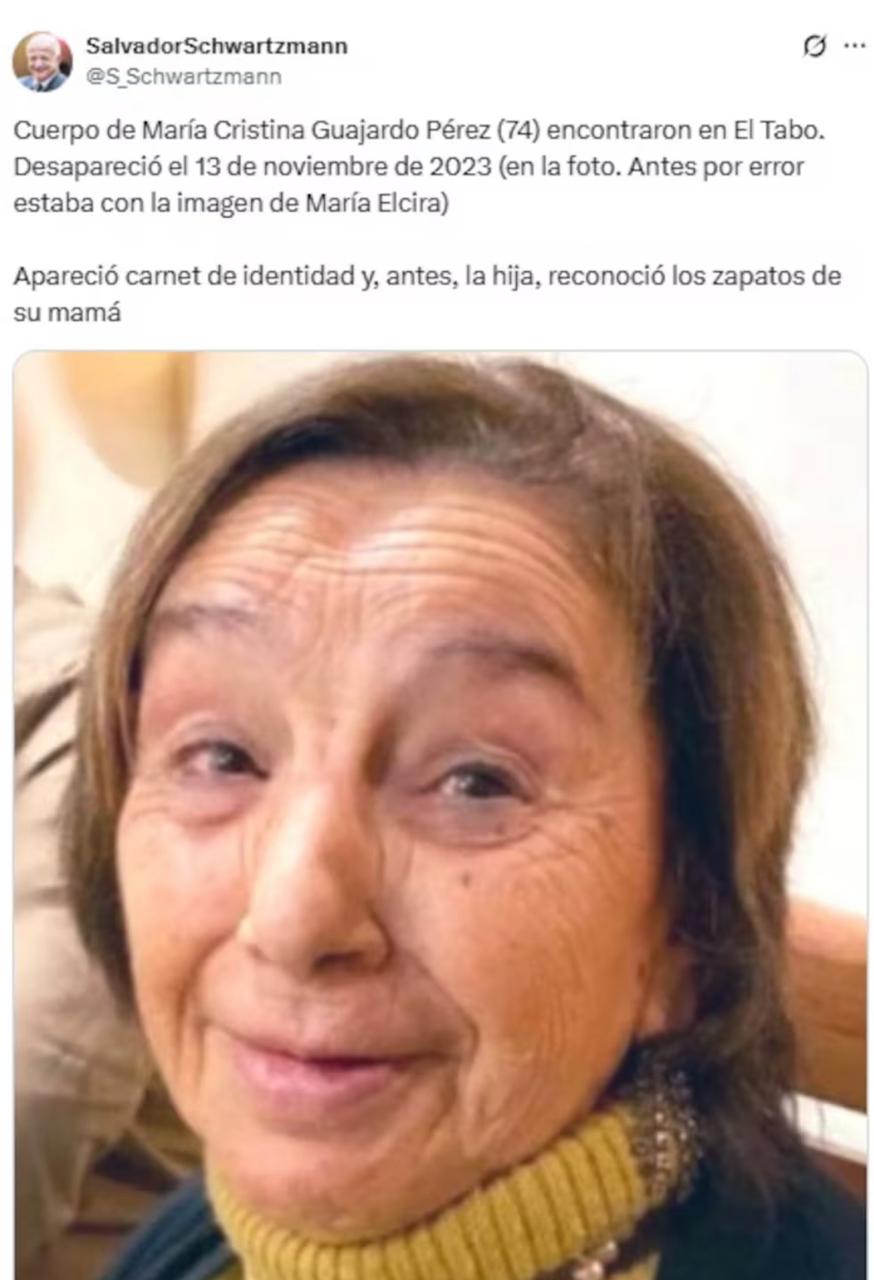 Acá se produjo la confusión de María Ercira Contreras - captura de X