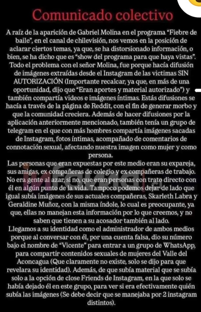 Comunicado de las víctimas - Captura de pantalla