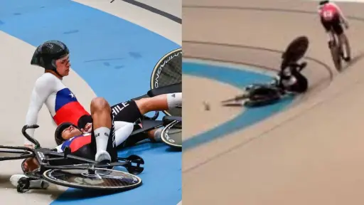 Team Chile sufrió dura caída en Mundial de Ciclismo, Captura | TVN