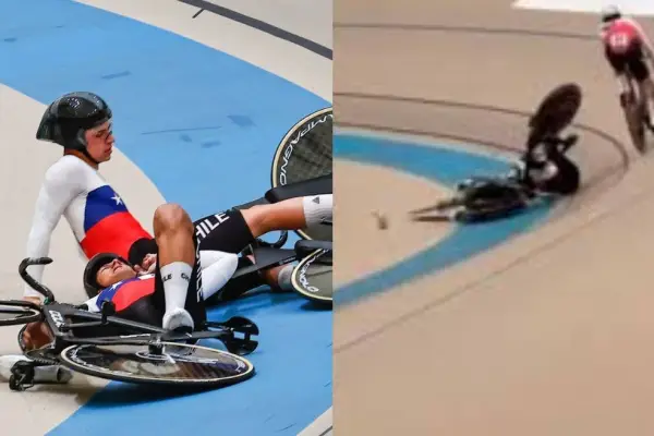 Team Chile sufrió dura caída en Mundial de Ciclismo ,Captura | TVN