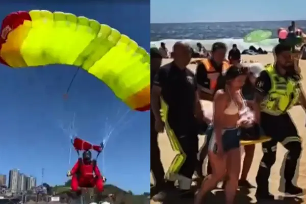 Parapentista se fue encima de una persona en Reñaca ,Captura