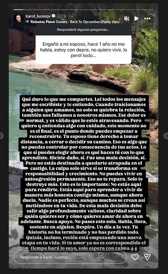 La curiosa reflexión de Karol Lucero  - Karol Lucero | Instagram