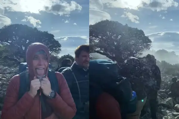 Las ráfagas de viento helado azotan a los turistas ,Captura