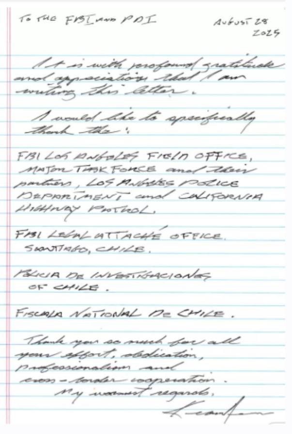 Carta de Keanu Reeves - Redes Sociales