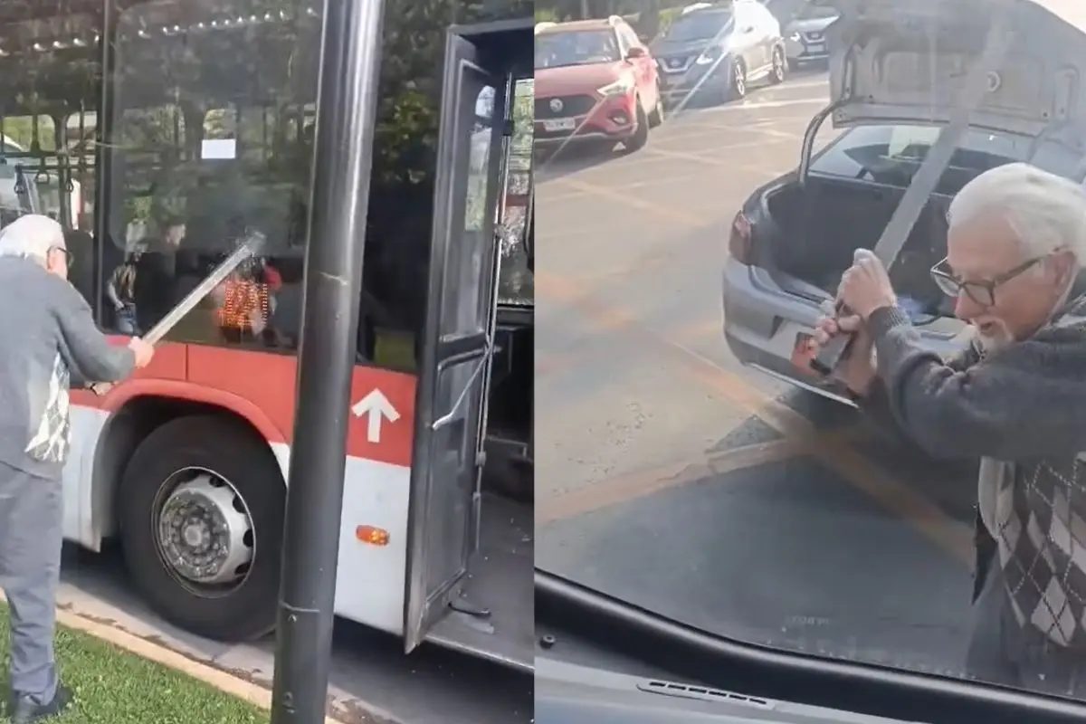 El adulto mayor perdió la paciencia, red X