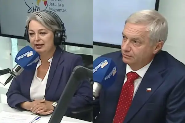 Jara y Kast en el estudio de Radio Cooperativa ,red X