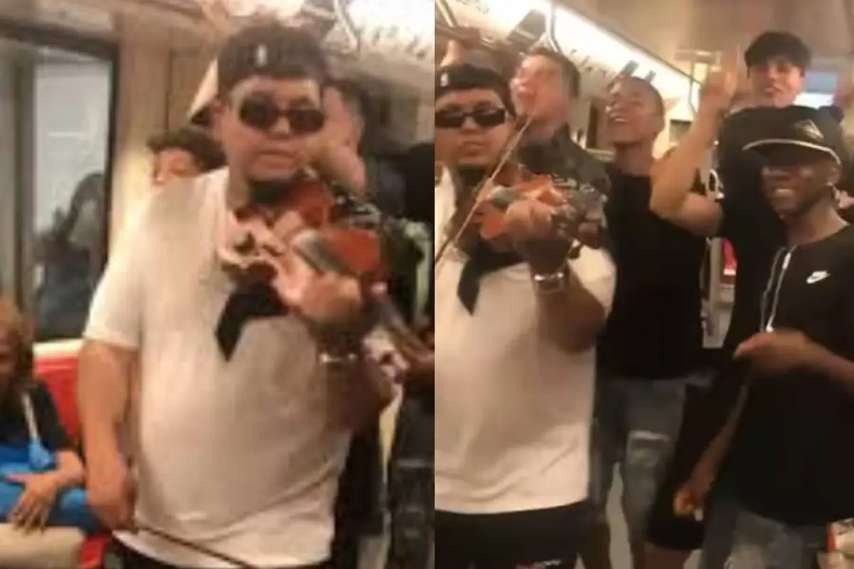 Repudio por ''show musical'' de extranjeros en pleno vagón del Metro de Santiago, Captura | X