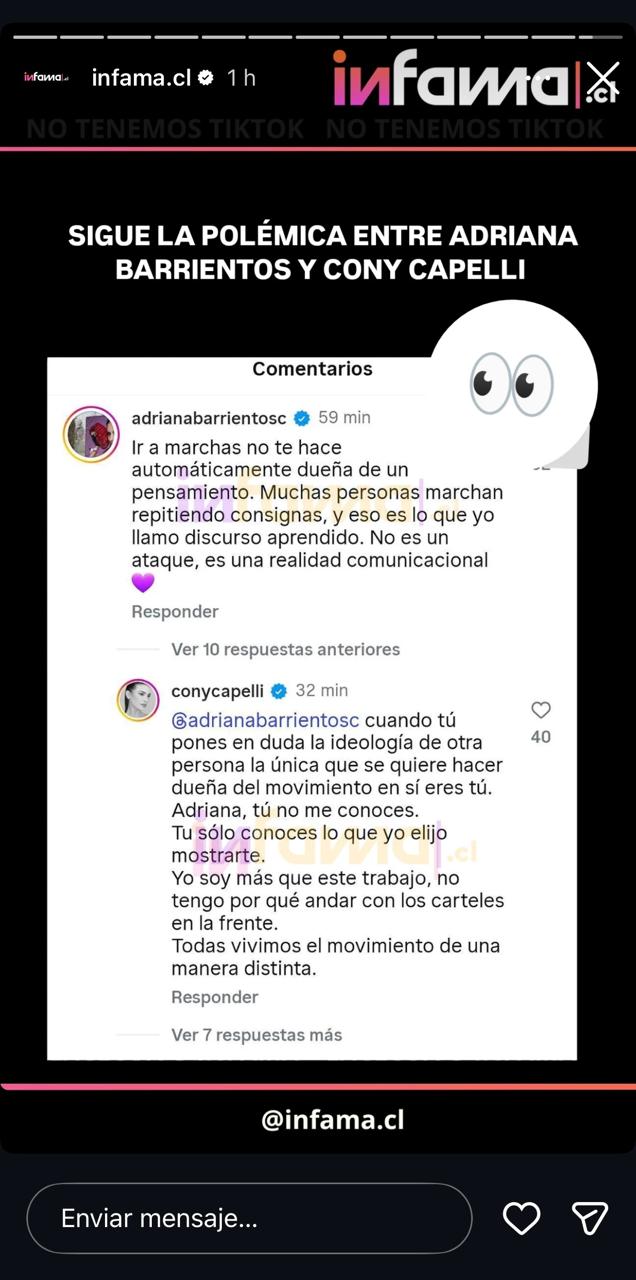 Conflicto entre Cony Capelli y Adriana Barrientos - Captura de pantalla - Infama
