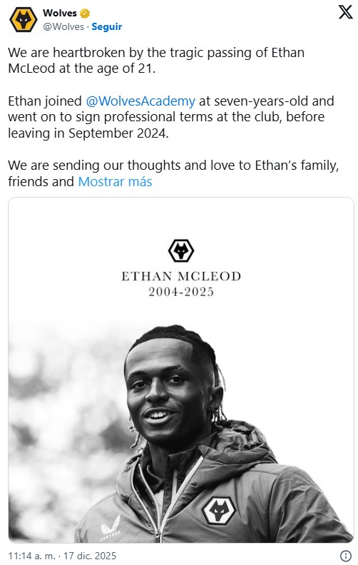 Publicación en X del Wolverhampton FC - Cuenta de X de Wolverhampton