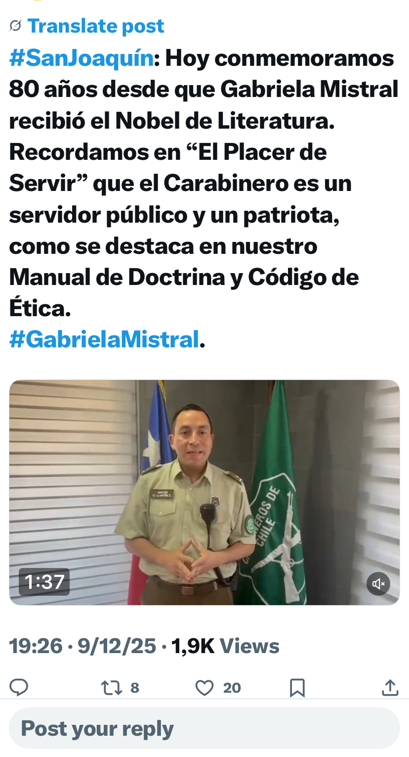 Homenaje a Gabriela Mistral - Screenshot - Red social X