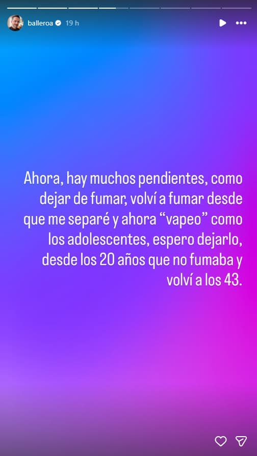 La dura confesión de Álvaro Ballero  - Álvaro Ballero | Instagram