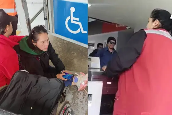 Guardia del Biotren agredió a mujer en silla de ruedas ,Captura | X