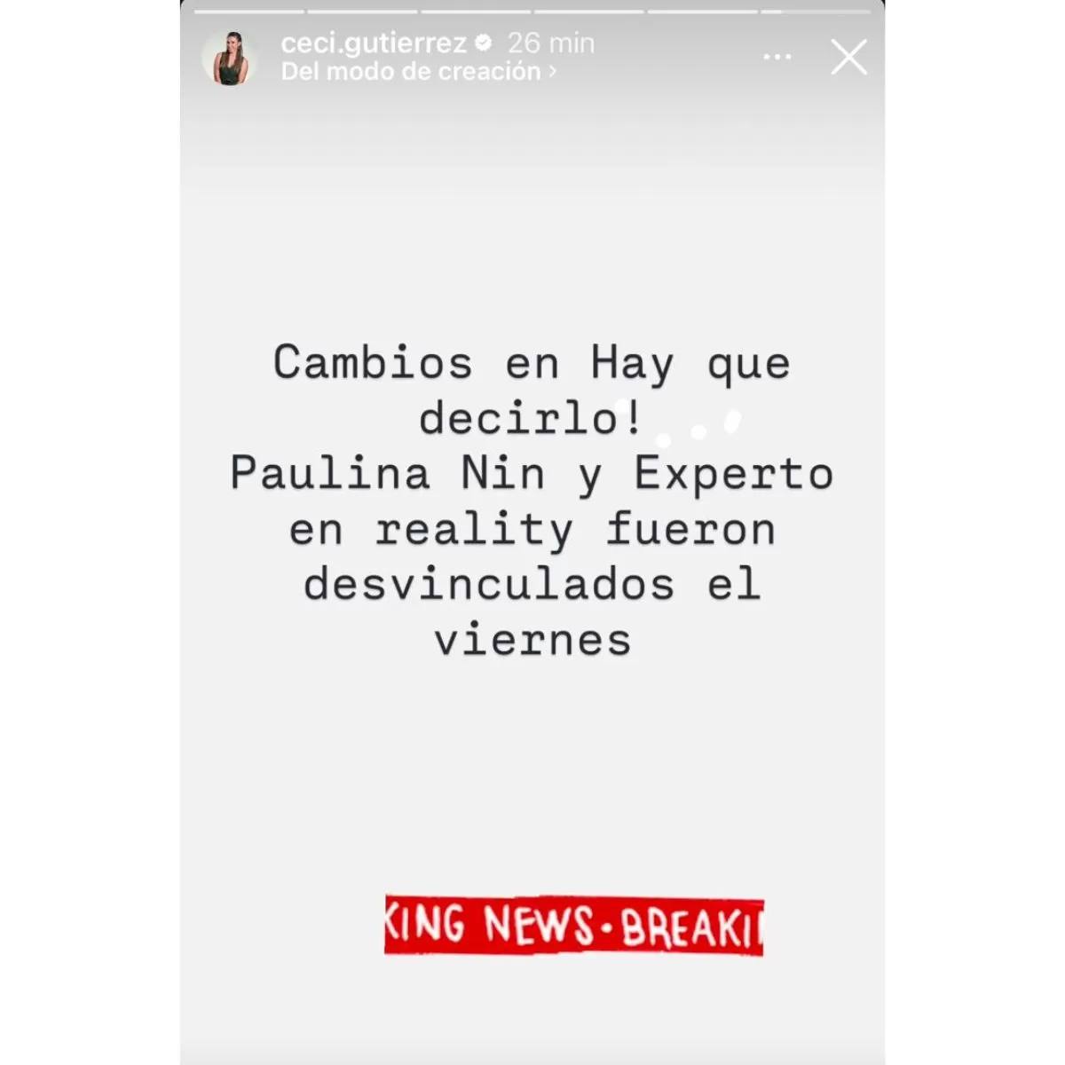 Bajas en ''Hay que decirlo''  - Cecilia Gutiérrez | Instagram