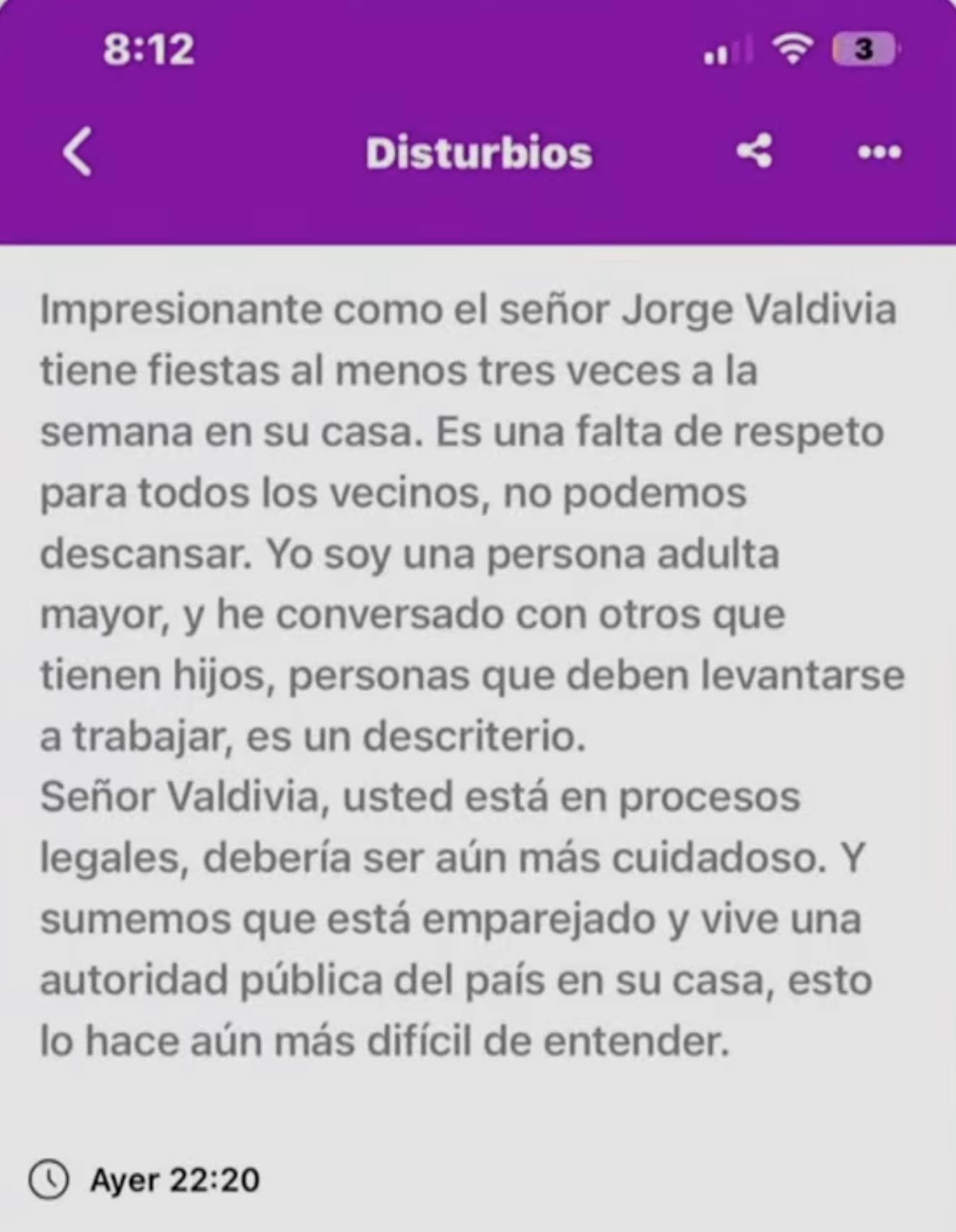 Denuncia contra Jorge Valdivia - Captura de pantalla - Que te lo digo